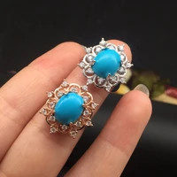 kjjeaxcmy fine jewelry s925 silver inlay turquoise lady ring blue high porcelain lkoi