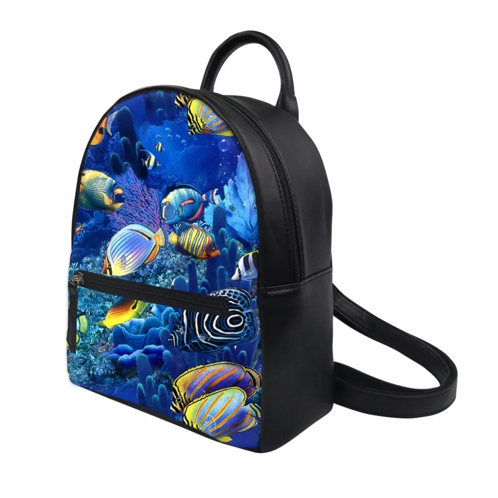 WHOSEPET рюкзак из искусственной кожи женский морской мир Рыбий принт для