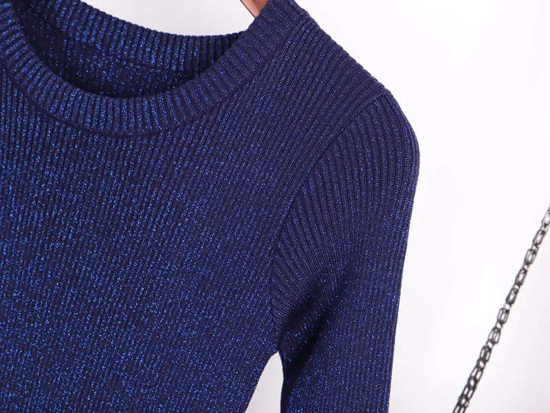 GIGOGOU, сексуальное женское платье-свитер с v-образным вырезом, с люрексом, блестящее, облегающее, вязанное платье, Осень-зима, длинное, для женщин, трикотаж