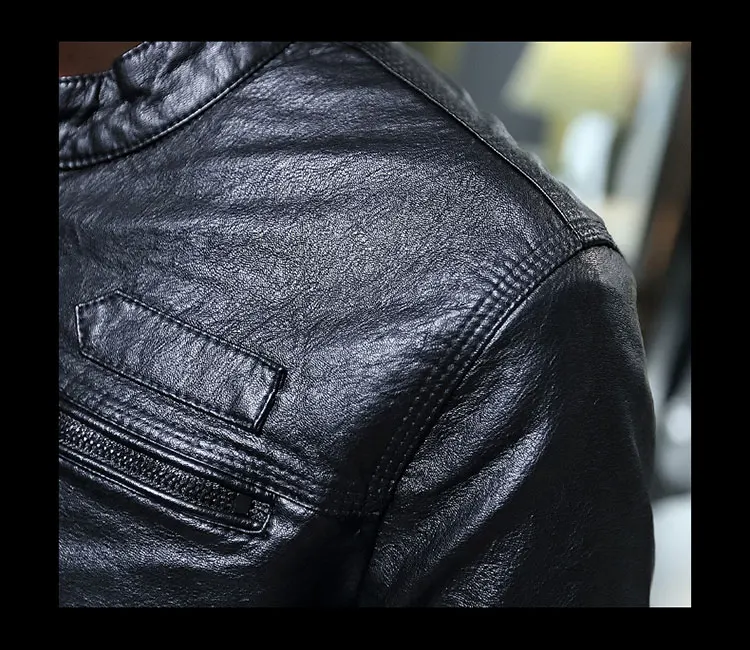 Мужская кожаная куртка MYAZHOU с длинным рукавом однотонная тонкая О образным