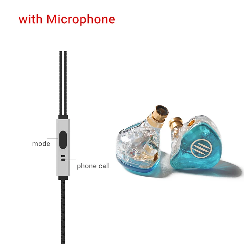 with mic BGVP DS1 2BA+ DD сбалансированная арматура+ 1 Динамический драйвер гибридные наушники MMCX Audiophile IEMS HIFI музыкальный монитор наушники-вкладыши - Цвет: with mic