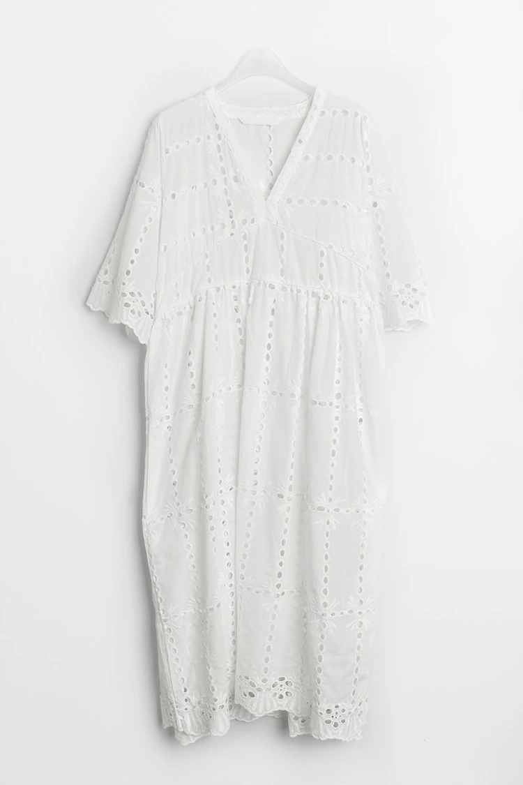 Palenda Открытое платье Бохо свободный узор мягкая ткань досуг желтый свободный размер женская летняя одежда