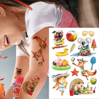 temporary tattoo small kids tattoo removable waterproof cute animals tattoo for children water color tattoos sticker mermaid dog