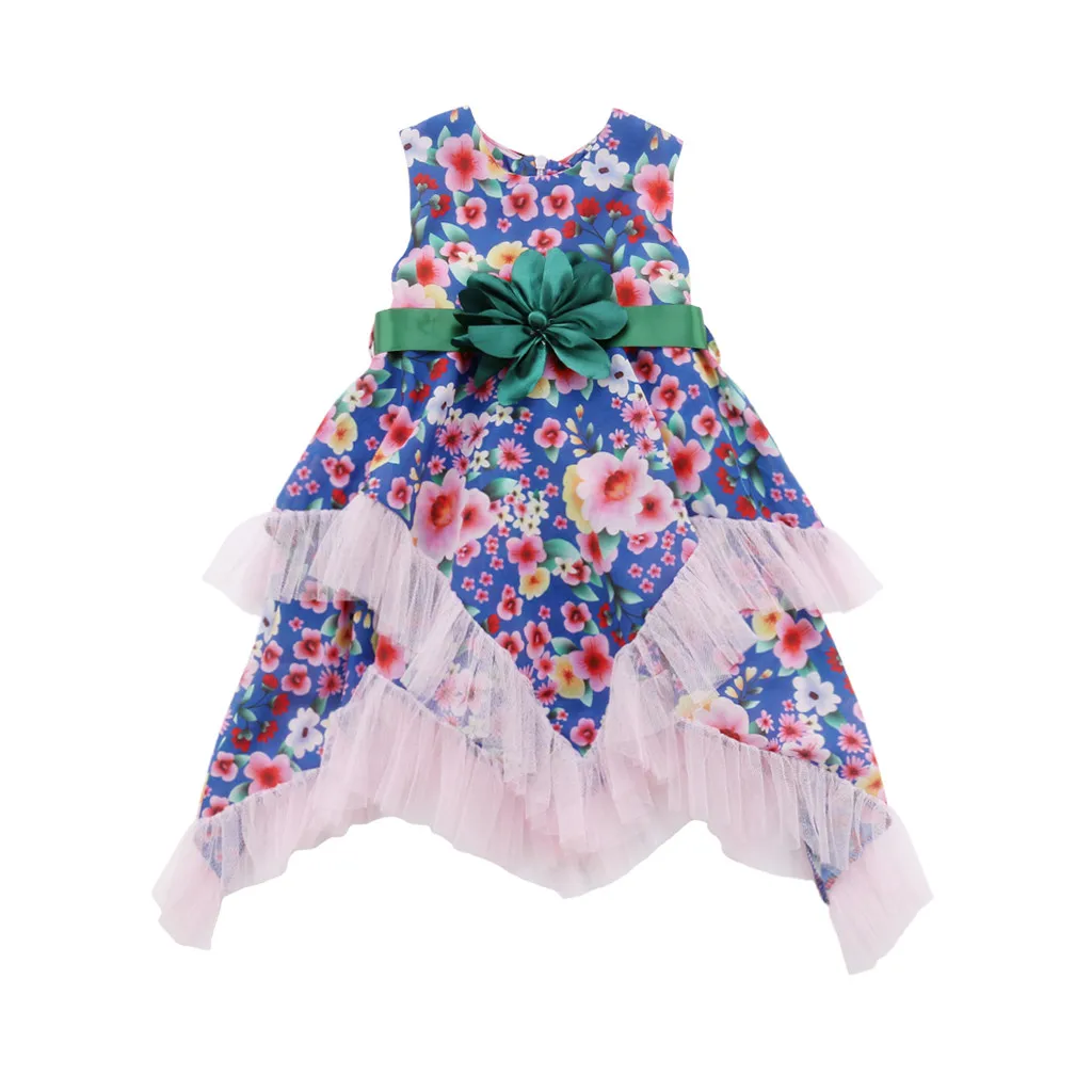Новинка 2019 года Детские платья для маленьких девочек одежда с цветочным принтом