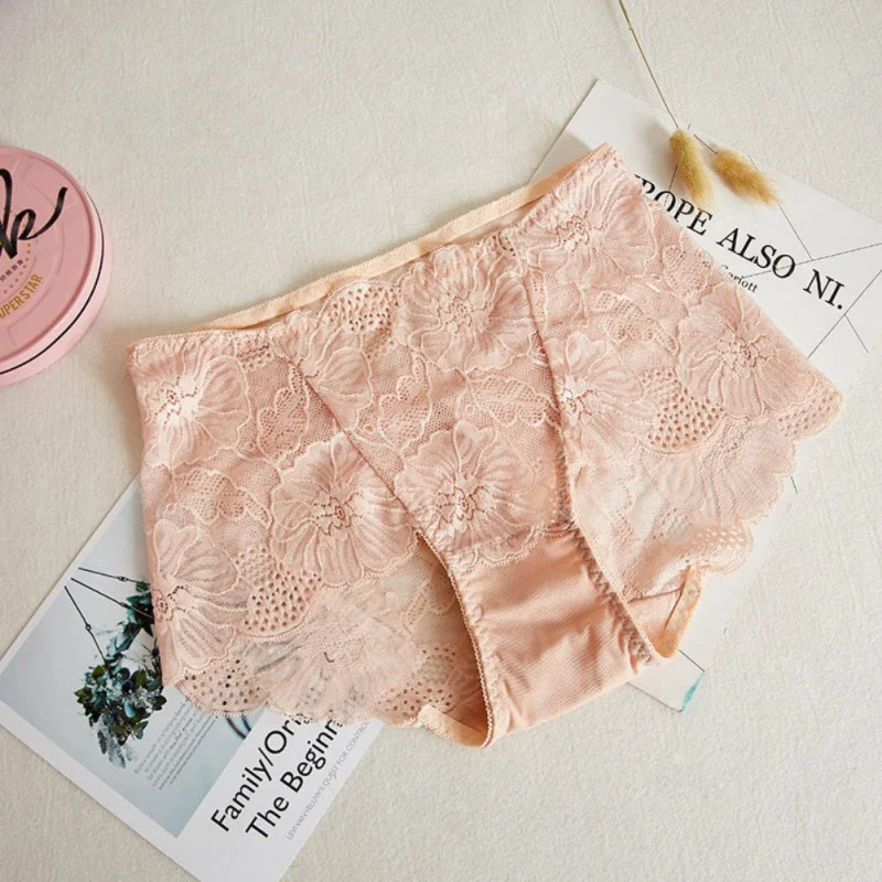 Женское нижнее белье с высокой талией Бесшовные дышащие кружевные трусы