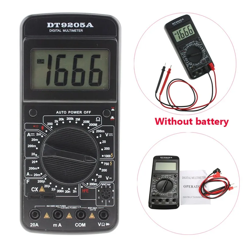Лучшая цена Профессиональный DT-9205A ЖК-цифровой мультиметр электрический ручной