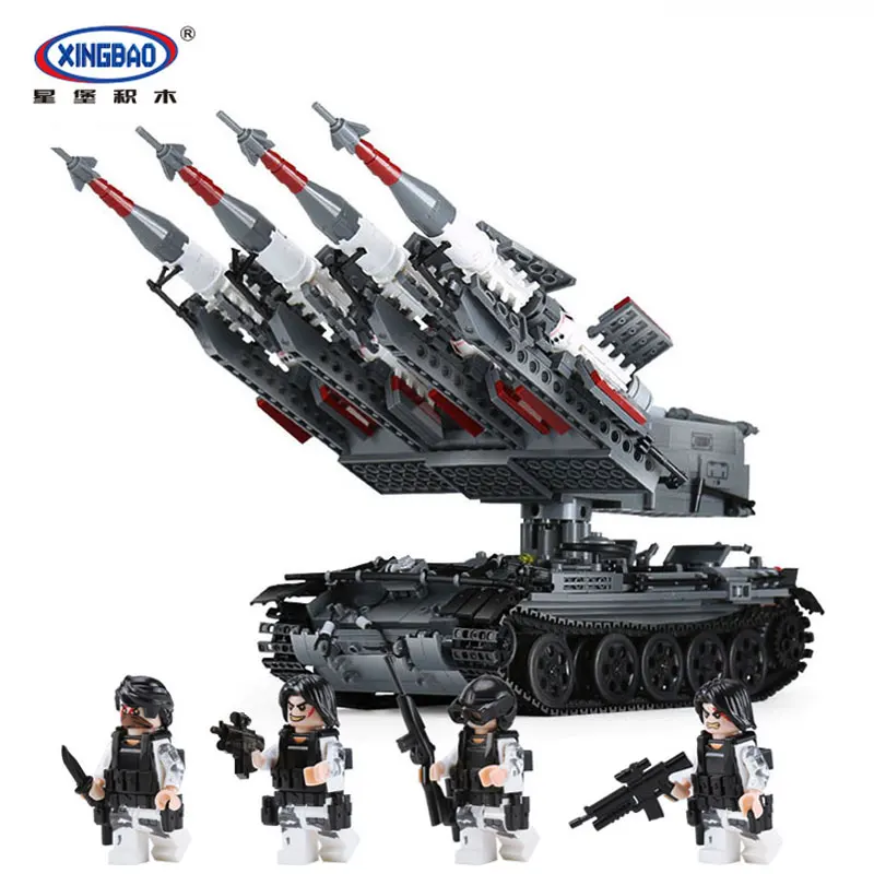 Xingbao 06004 Военная серия SA-3 ракета и танк T55 Набор детских игрушек строительные блоки кирпичи подарки