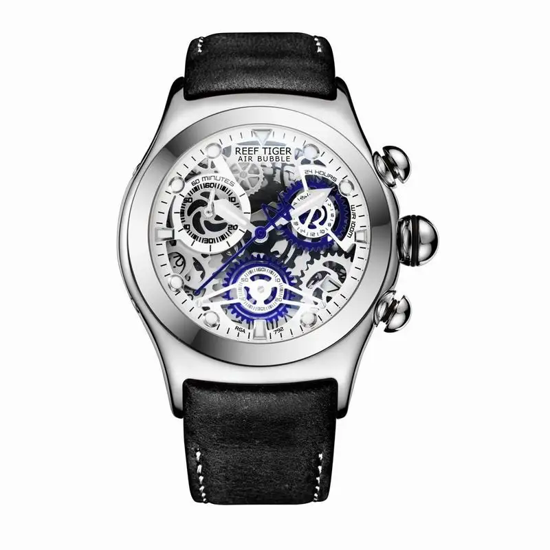 RGA792YLB Риф Тигр/RT Хронограф Спортивные часы для мужчин Скелет циферблат с датой три счетчика светящиеся розовое золото уникальные часы RGA792 - Цвет: RGA792YLB