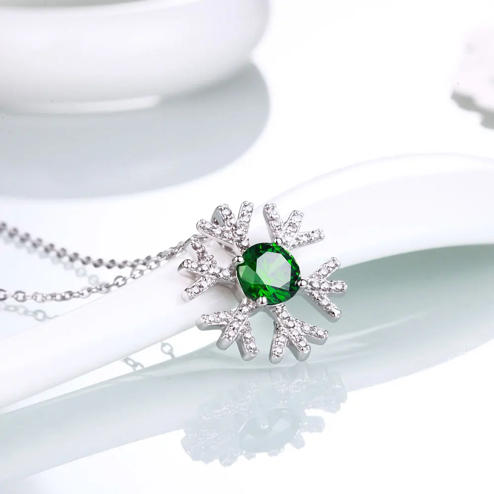 DOUBLE R классика снежинка созданная изумрудом подвески настоящее Твердое Серебро