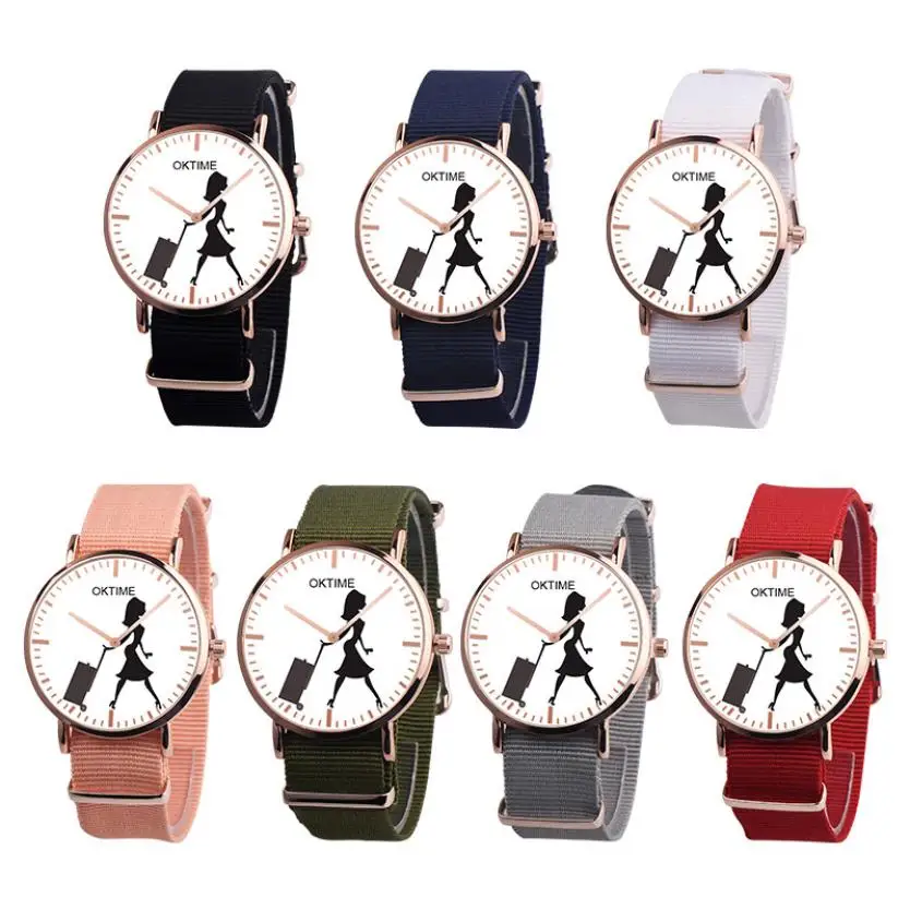 Роскошные часы Relojes Mujer Женские повседневные кварцевые холщовые с ремешком Newv
