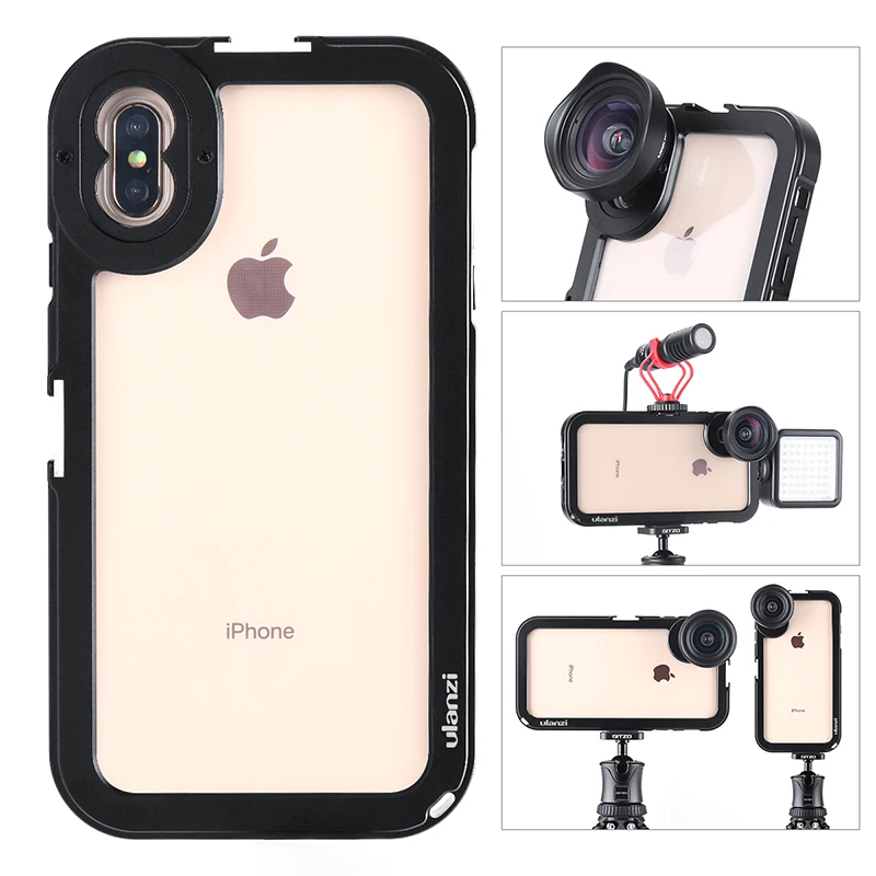 LANZI алюминиевый видео клетка для iPhone XS MAX адаптер объектива 1/4 ''штатив винт/2