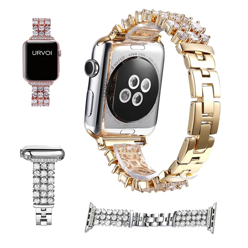 URVOI браслет из звеньев для apple watch 5 4 3 2 1 ремешок нержавеющей стали iWatch роскошный