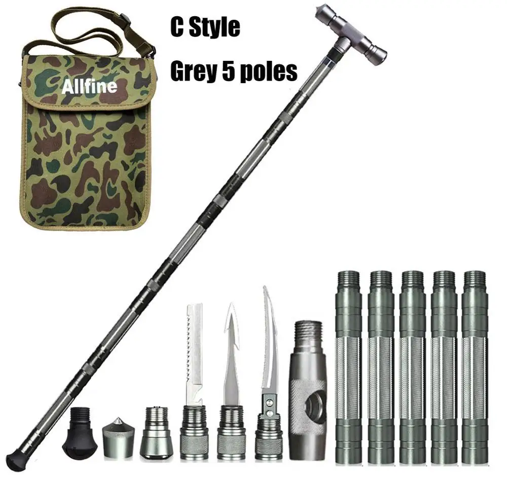 C style Gray 110 cm Allfine™Треккинговые палки прогулочные палки Открытый Кемпинг защита палка безопасность многофункциональный домашний стержень туристический инструмент выживания - Цвет: C style Gray 110 cm