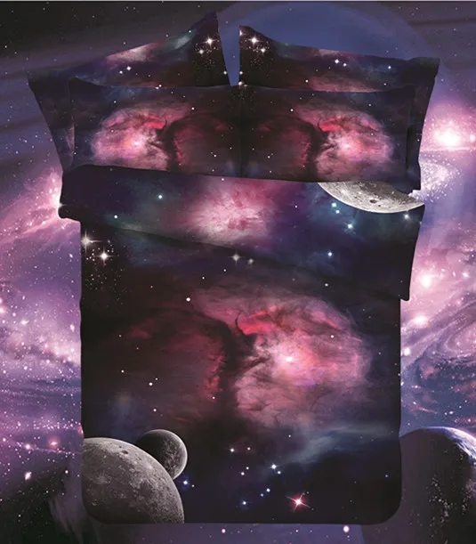 

Комплект постельного белья Unihome 3D в стиле хипстер, постельное белье с рисунком космоса и Вселенной, с пододеяльником и наволочкой, 3/4 шт.
