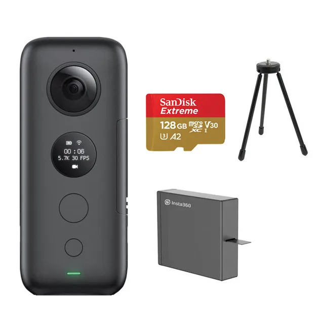 Insta360 ONE X VR 360 панорамная камера для iPhone и Android 5,7 K видео 18MP фото Экшн-камера чехол для дайвинга для Insta360 - Цветной: Kit E 128G battry