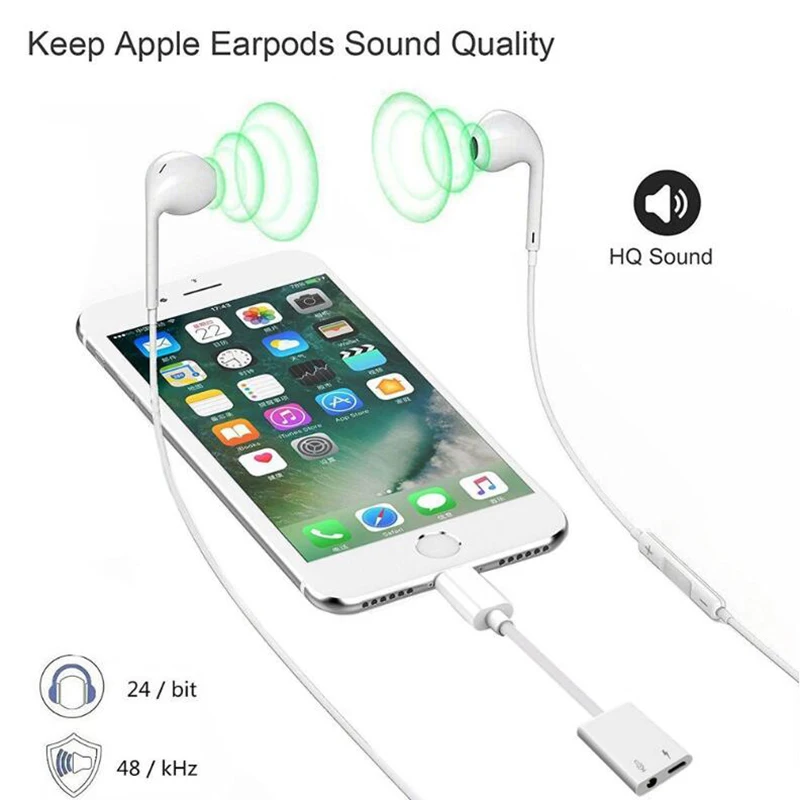3 5 мм Aux аудио зарядный адаптер для iPhone 7 8 Plus X XS Mas XR зарядное устройство и наушники