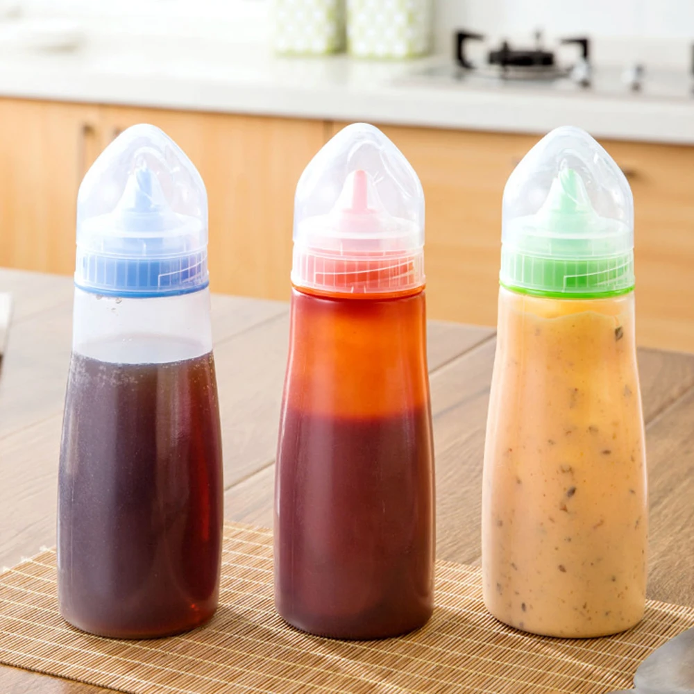 Random Color Plastic Squeeze Bottle Dispenser 8oz for Sauce Vinegar Oil Ketchup Oil Dispenser Cookling Tools Kitchen Accessories - Цвет: Random Color