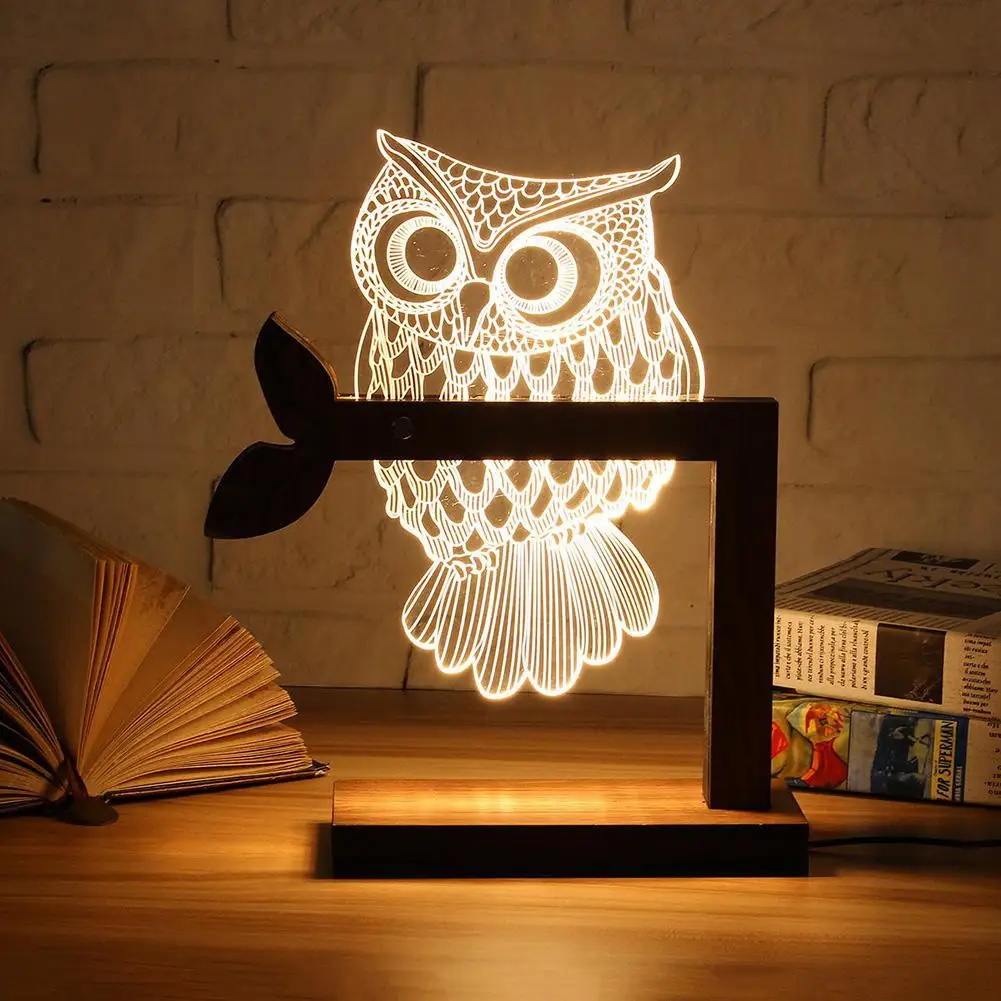3D USB Powered LED Animal Owl Dimmable Night Light Bedroom Table Decor Lamp Gift | Освещение