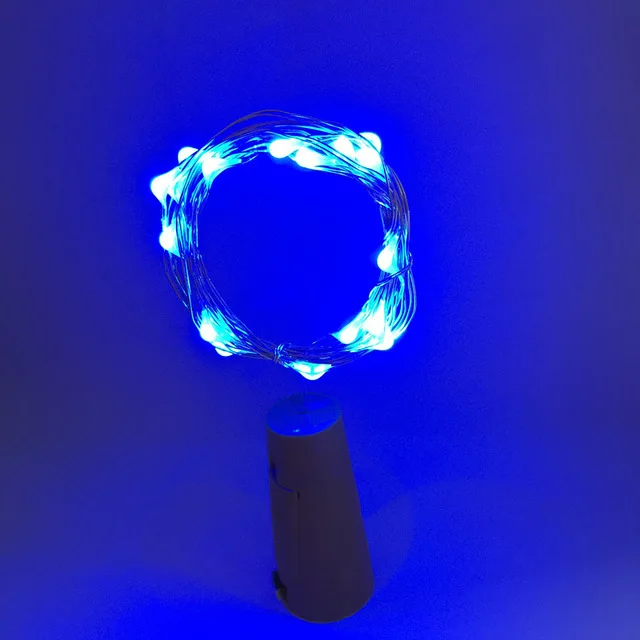 6.5ft 20 светодиодный Wijnfles Lichten Kurk Batterij Aangedreven Guirlande DIY Kerst струнные огни Voor вечерние Хэллоуин бруилофт - Испускаемый цвет: Синий