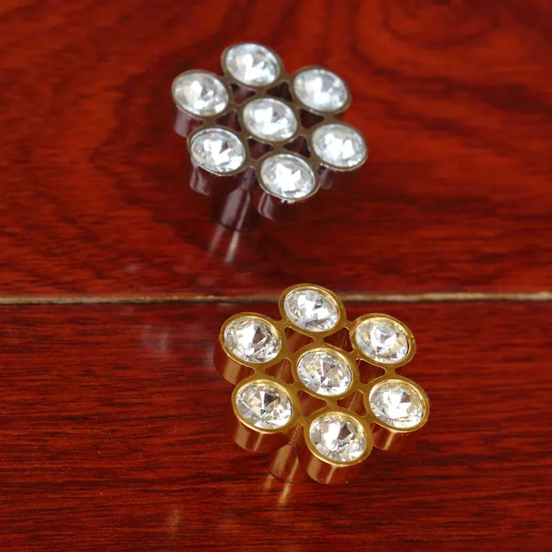 Ручки в форме цветка сливы ручки для ящиков шкафов со стразами стеклянный