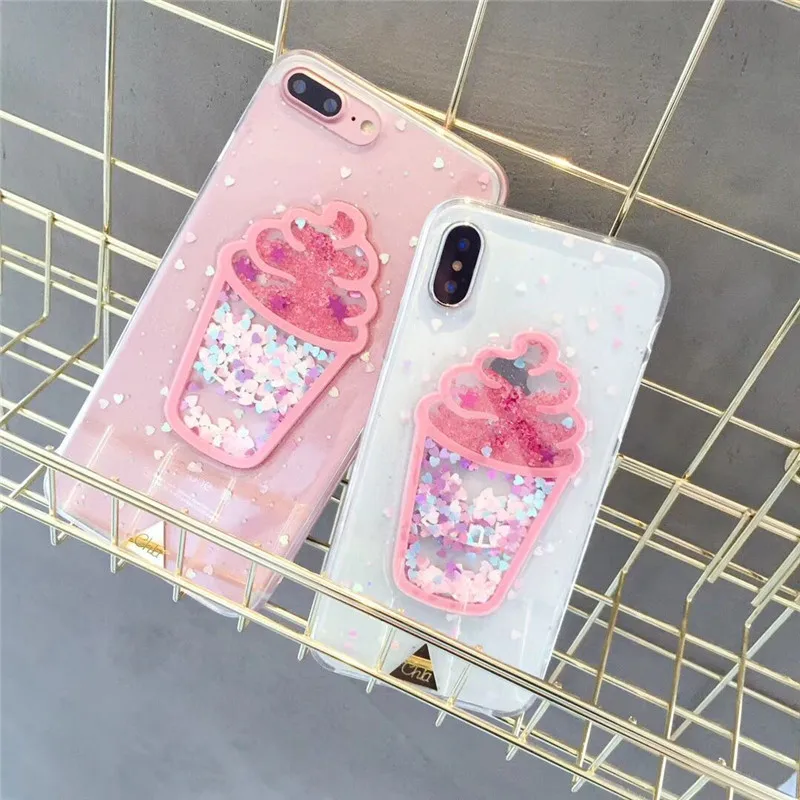 Модный Блестящий чехол с песочным рисунком для Apple iPhone 6 6S 7 plus 8 задняя крышка iphone X