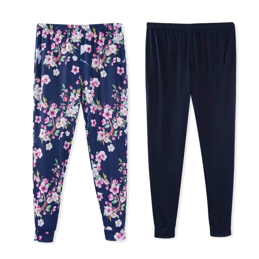 

Neatie kiddie Summer Nightwear Two Pieces Sets Women Sleepwear Pants Women Home Clothes 2019 Print Elastic Wasit Trousers Female