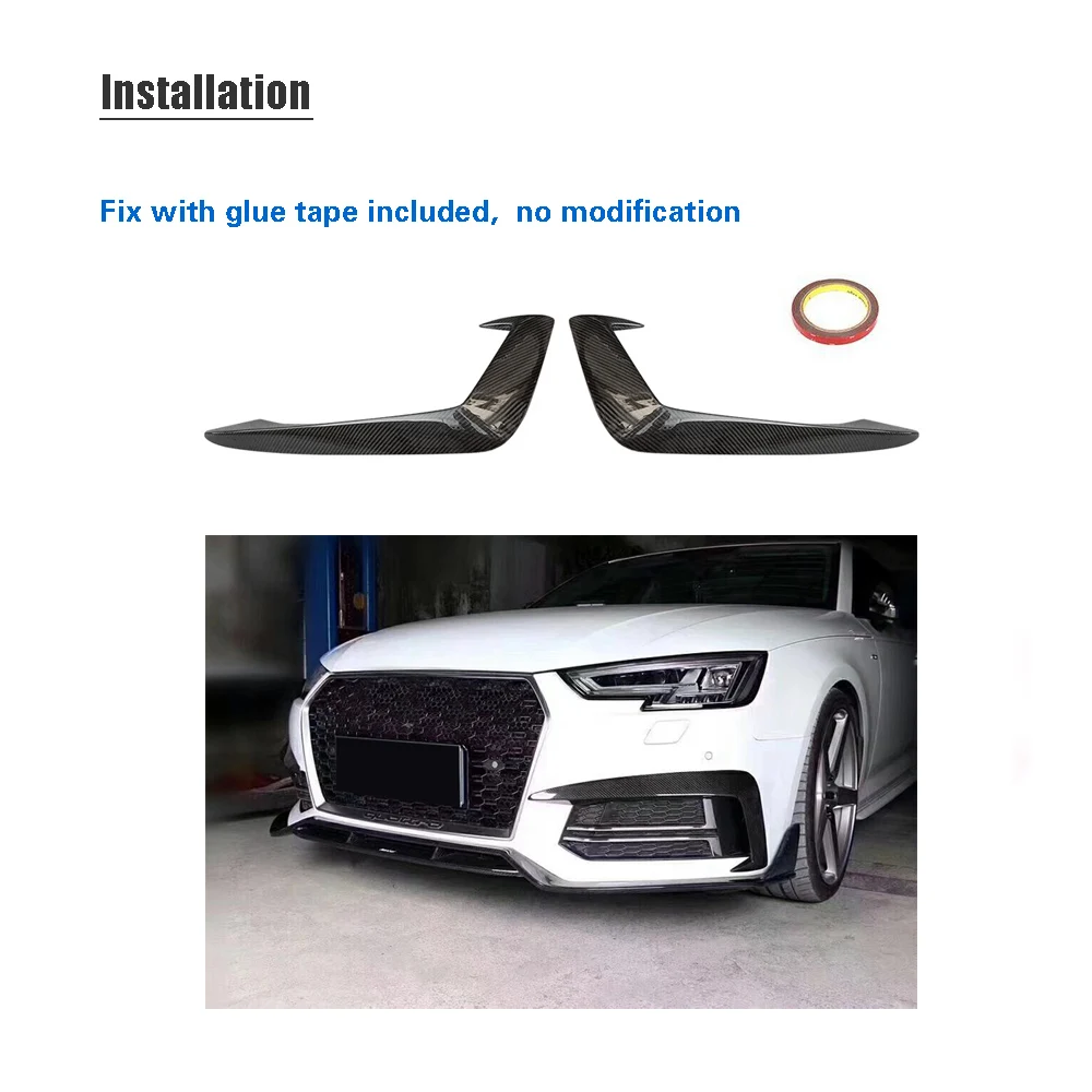 2 шт. передние противотуманные фары из углеродного волокна для Audi A4 B9 Sline S4 2017 2018