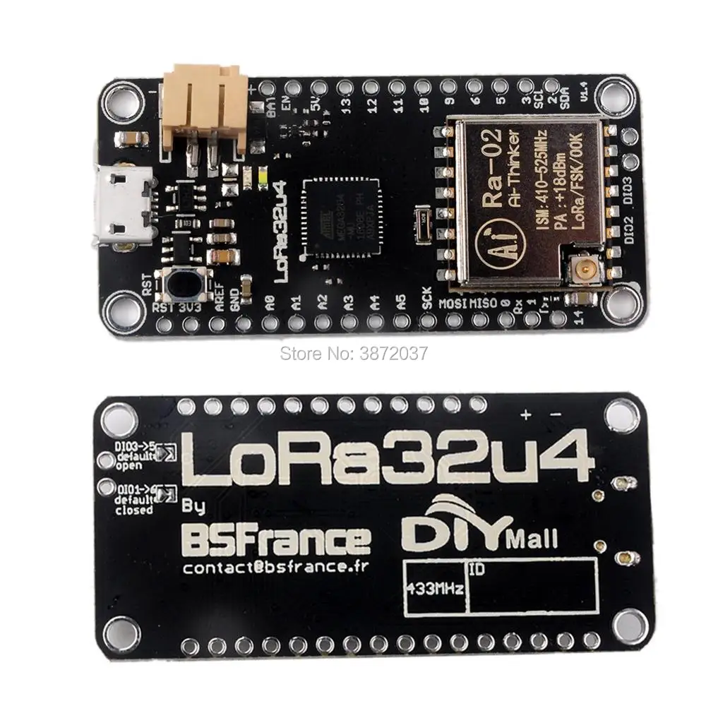 Макетная плата LoRa32u4 2 шт./лот 433 МГц Ra02 LoRa модуль приемопередатчика Wi Fi Atmega328 SX1278 +