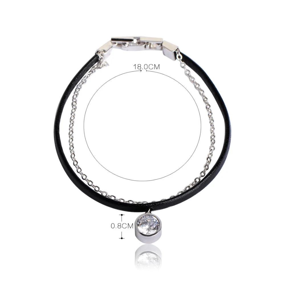 MECHOSEN роскошный браслет с фианитом и для женщин серебряный цвет кожа Pulseira Feminina