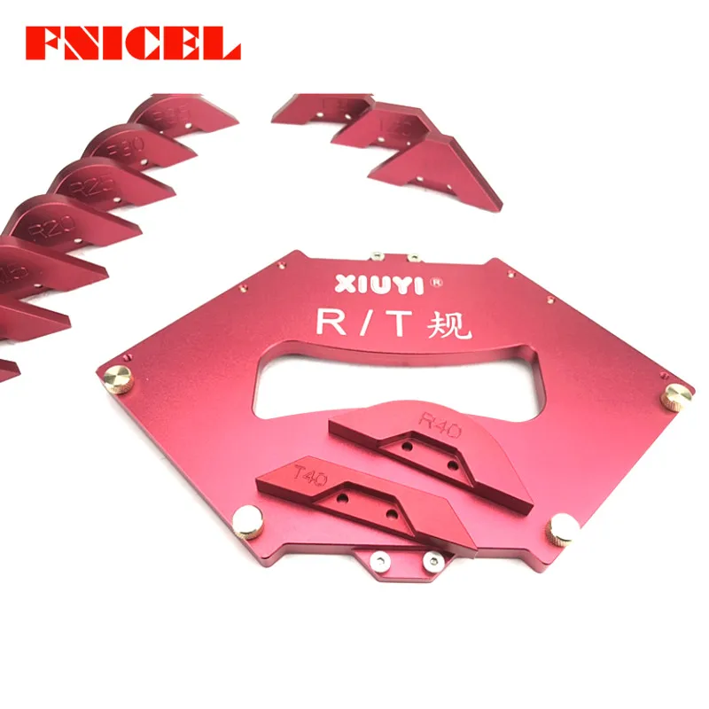 

Aluminium Alloy Trimming Machine Fillet Gauge Angled Ruler R T Shape Contour Gauge Carpenter Woodworking Tool Set