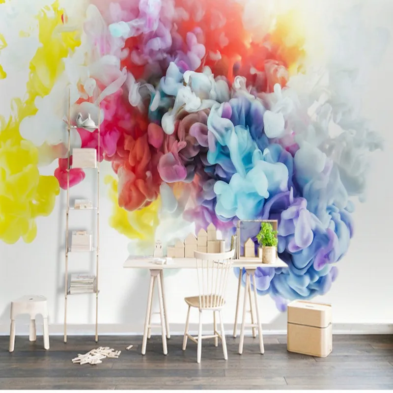 Обои 3d абстрактные Фэнтези чернила цвет дым ТВ фон украшение стены роспись