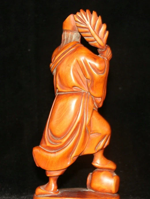 10 &quotСтарый китайский Huanghuali деревянный стенд Ji Gong Mad Monk Будда бессмертный веер
