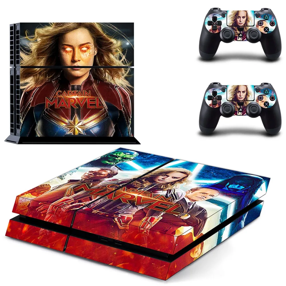 Мстители Капитан Marvel PS4 Наклейка Виниловая наклейка для Playstation 4 консоль и 2