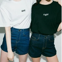 2022 summer women t shirt harajuku style day and night embroidery female t shirt short sleeved sun moon tops