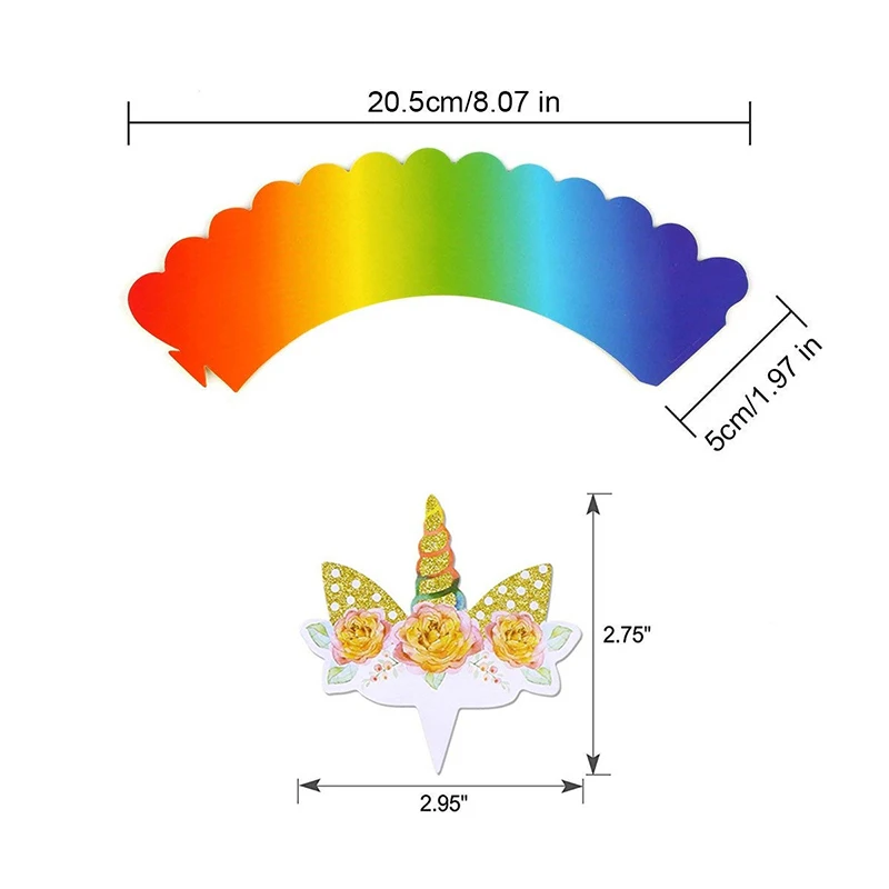 24 шт. Единорог обертки для кексов топперы С Днем Рождения украшения детский душ