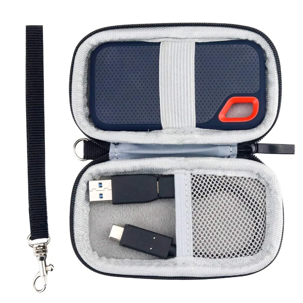 Футляр пластиковый(ЭВА)-чехол для двойной флеш-накопитель SanDisk 250GB 500GB 1 ТБ 2 ТБ внешний твердотельный жесткий диск SSD SDSSDE60 с сумкой для хранения