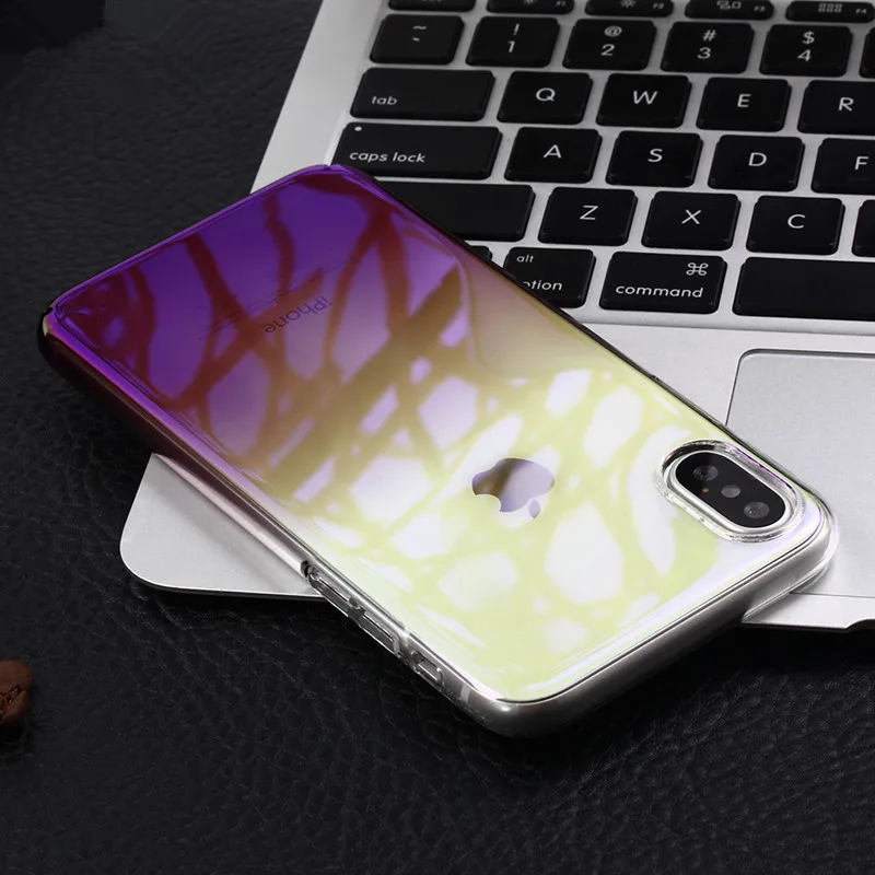 Градиент Цвет ТПУ мягкий чехол для мобильного телефона iPhone X 8 7 6 плюс Чехол