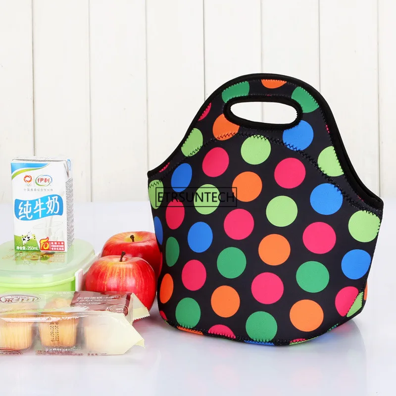 للبيع 20 قطعة العالمي منقطة شريط الدب حقيبة غداء عازلة حقيبة صندوق ملون النيوبرين Lunchbox الطفل حقيبة يد مضادة للماء