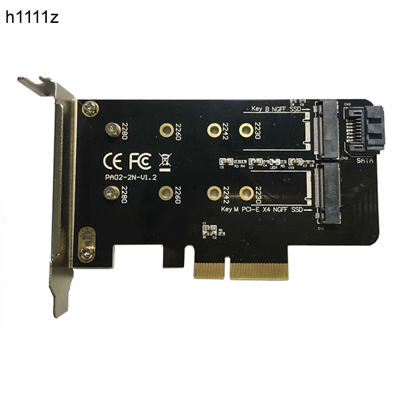 Двойной адаптер M.2 PCIe M2 SSD NVME M Key на базе SATA B к PCI E 3 0x4 контроллеру конвертерная