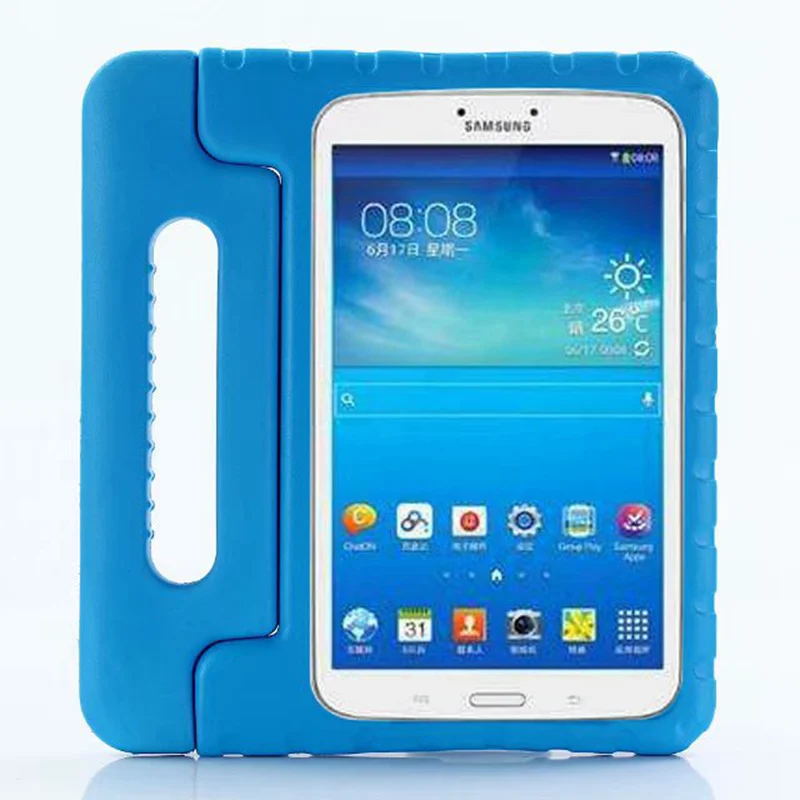 blue Ударопрочный детский чехол EVA для samsung Galaxy Tab A 8,0 T380 T385 8,0 дюймов, безопасный чехол, чехол для планшета, держатель для рук, чехол-подставка - Цвет: blue