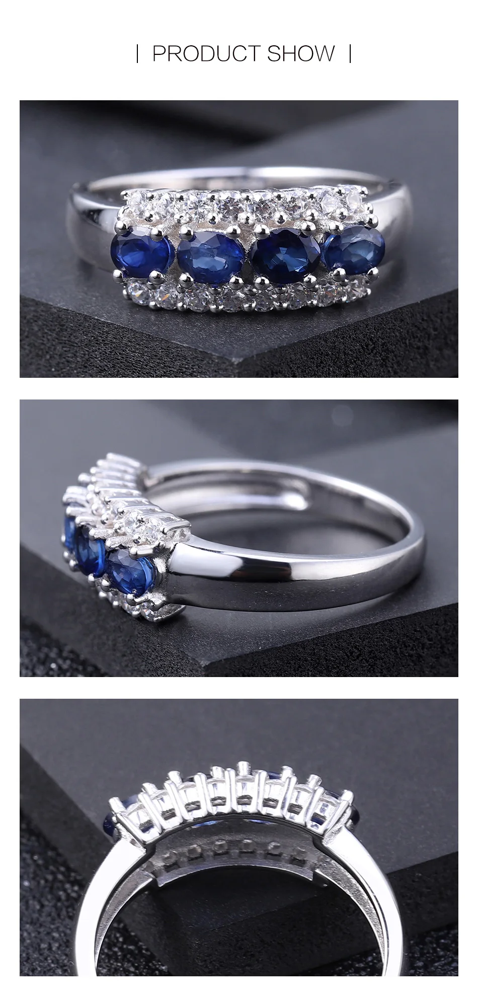 GEM'S BALLET 0.92Ct натуральное синее сапфировое кольцо из драгоценных камней 925 пробы Серебряное обручальное кольцо кольца для женщин ювелирные изделия на День святого Валентина