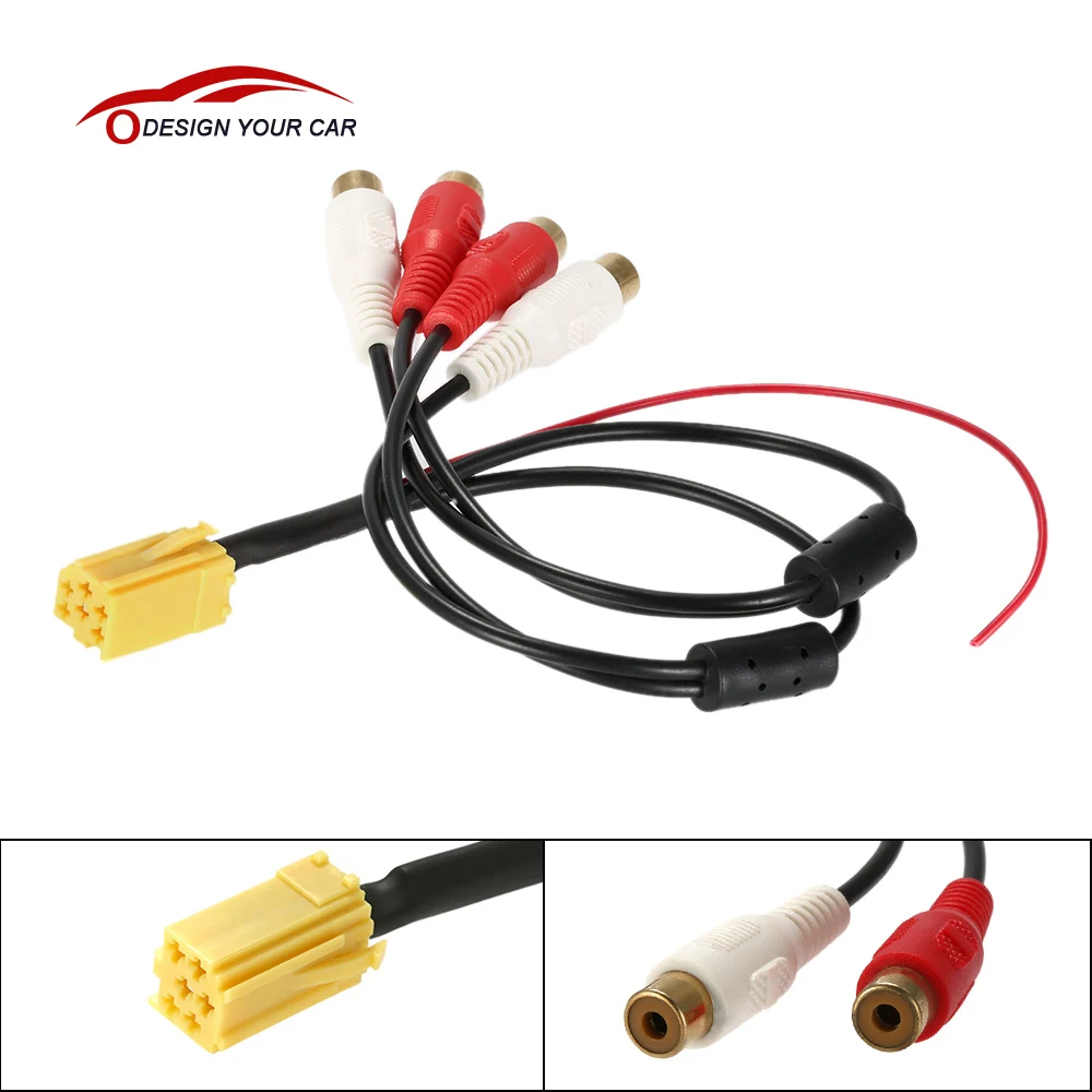 Мини 6-контактный адаптер ISO aux-линию 4 Chinch Kabel 4 RCA штекер для VW Seat Skoda VDO Audi Ford