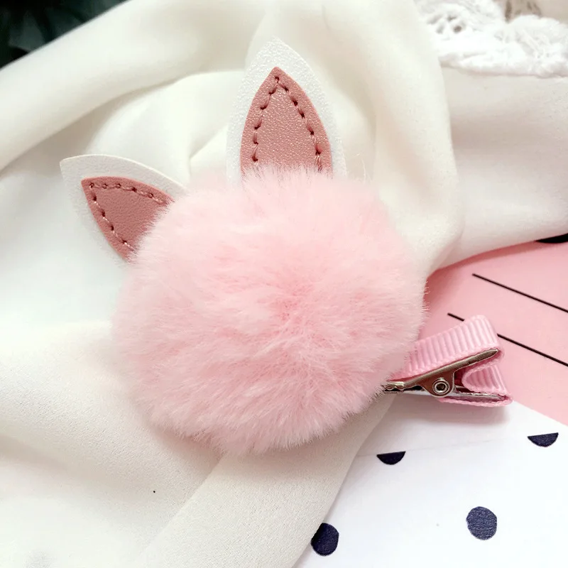 Корея Зима шпилька мультфильм кролик зажим для волос Обувь девочек Hairball цветок