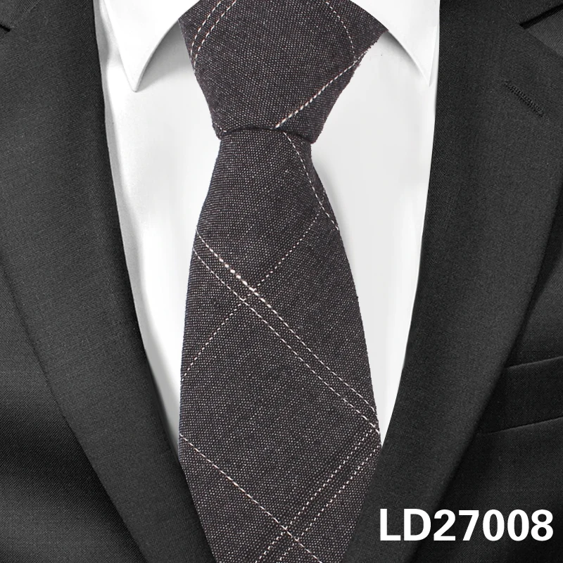 LD27008 Модные джинсы галстуки для мужчин 6 см узкие джинсовые хлопковые Галстуки повседневные однотонные Галстуки клетчатые Узкие галстуки для деловых костюмов - Цвет: LD27008