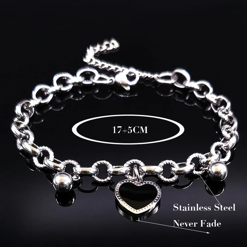 2019 браслет цепочка из нержавеющей стали с эмалью в форме сердца женский бисера