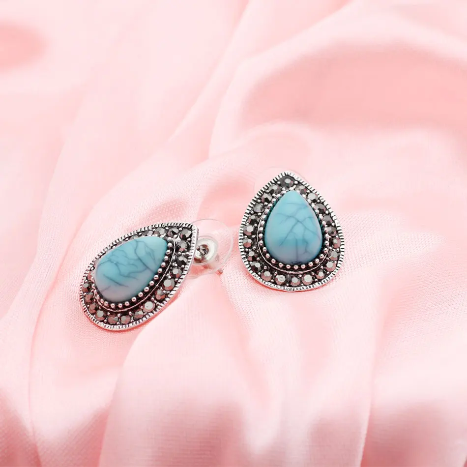 Набор винтажных ювелирных изделий из натурального камня ожерелье и серьги