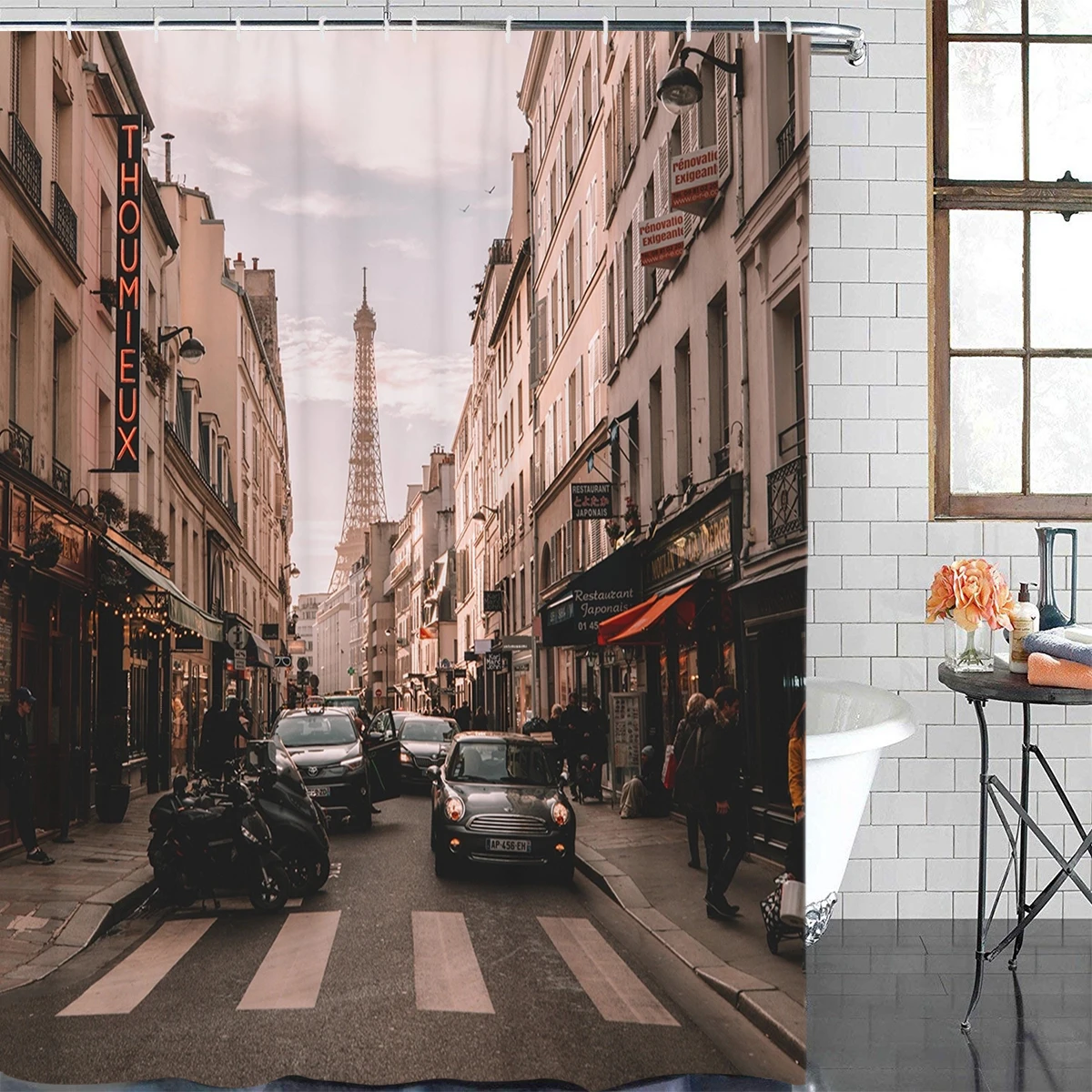 Винтажная Парижская Франция очень длинные тканевые занавески для душа декор