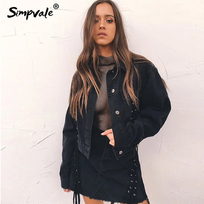 SIMPVALE пикантные на шнуровке джинсовая юбка женские летние тонкий высокая талия