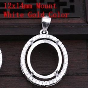 12x14mm Mount White 925 пробы Серебряный женский кулон 6x8 8x10 10x12 12x14 12x16 13x18 15x20 мм полукрепление Подвеска Установка CZ - Цвет камня: 12x14mm Mount White