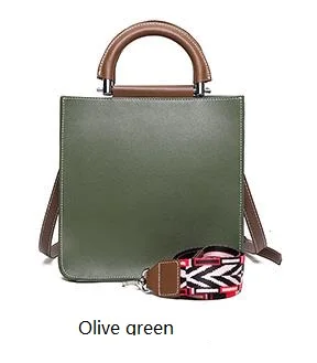 olive green NMD Новая модная Большая квадратная сумка из яловичного спилка с металлическим полумесяцем и кожаной роскошной брендовой кожаной сумочкой для женщин - Цвет: olive green